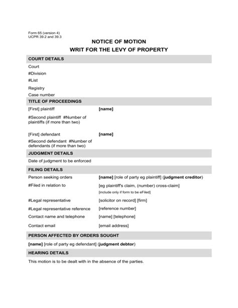 writ for levy of property